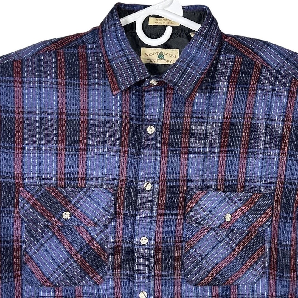 Northwest Territory Flannel Shirt Large Plaid Vintage 90s Button Up EUC